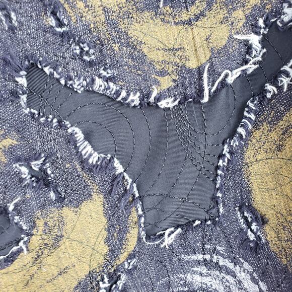 Women's One Size Open Front Lagenlook Vest Blue Celestial Moon Print Art To Wear - Picture 7 of 10